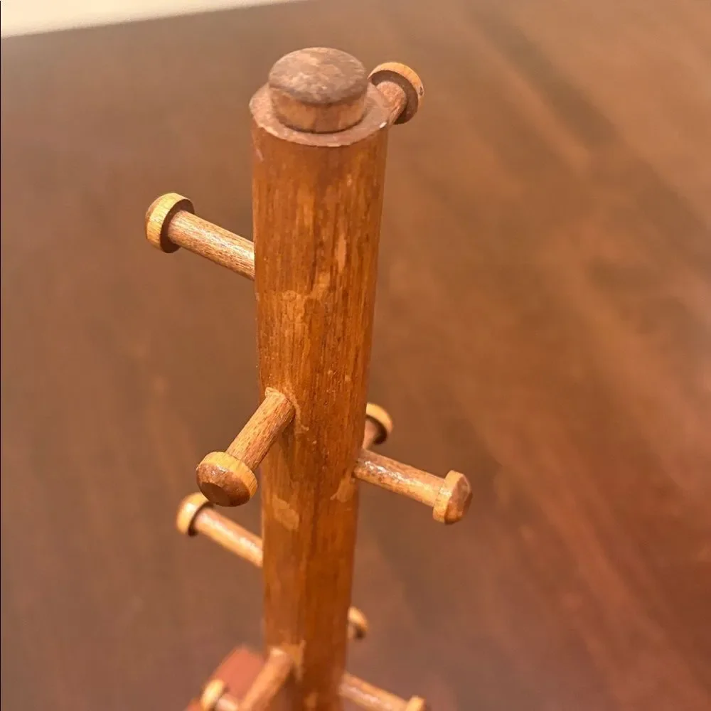 Vintage Wooden Small Cup Mug Tree Stand